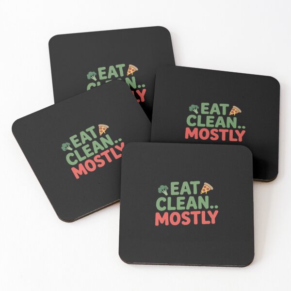 Item preview, Eat Clean… Mostly – Funny Fitness Diet Humor designed and sold by Vintage Shapes.