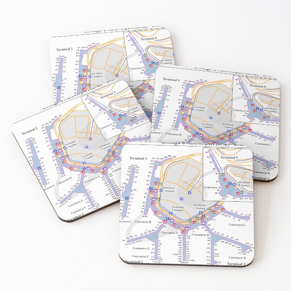 Item preview, CHICAGO O HARE AIRPORT MAP designed and sold by KALEIDOSCOPE UK.