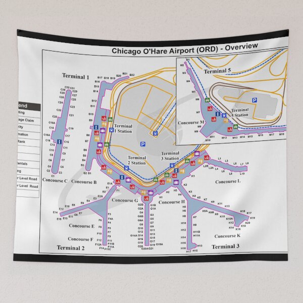 Item preview, CHICAGO O HARE AIRPORT MAP designed and sold by KALEIDOSCOPE UK.