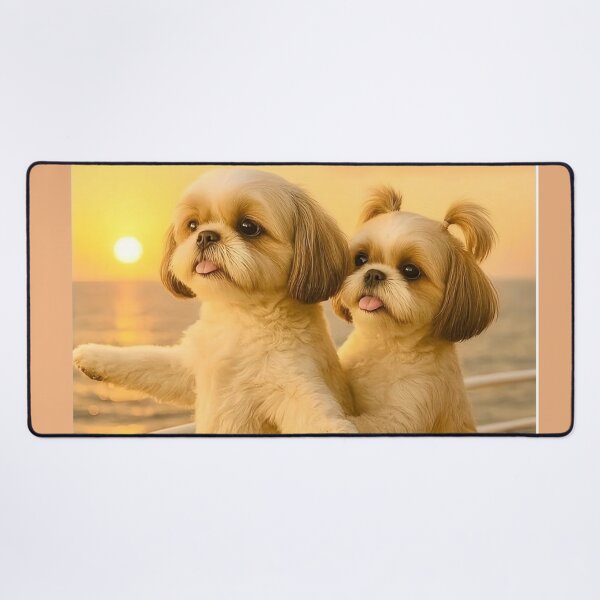 Item preview, Golden Sunset Companionship – Two Dogs by the Sea designed and sold by AmetistLight.