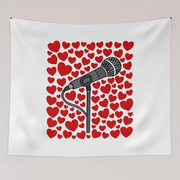 Item preview, Microphone With Hearts, Valentines Singer Musician Wedding designed and sold by doodlerob.