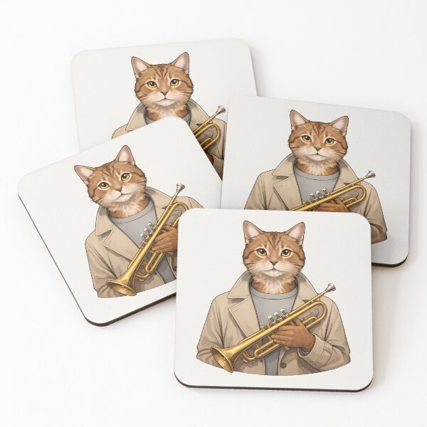 Item preview, Cat with Trumpet Illustration designed and sold by Ombrya.