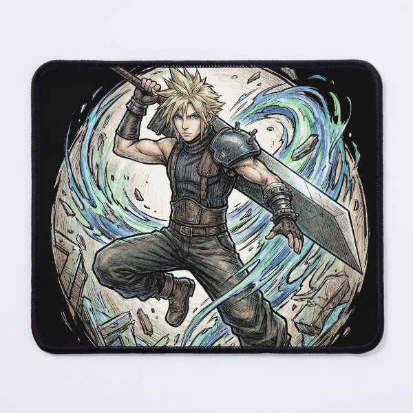 Item preview, Cloud Strife FF7 Final Fantasy VII Remake Rebirth Buster Sword Spiky Hair SOLDIER Mercenary Fan Art designed and sold by Senpaiwaves.