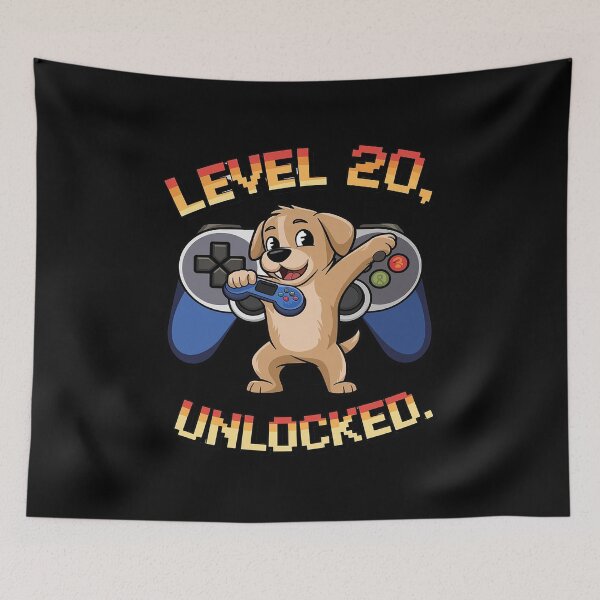 Item preview, Level 20 Unlocked - Dab Golden Retriever Gamer 20th Birthday  designed and sold by angolinnArt.