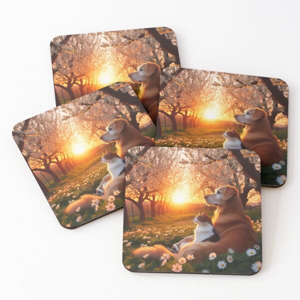 Item preview, Peaceful Animal Companionship at Sunset – Dog and Cat designed and sold by AmetistLight.