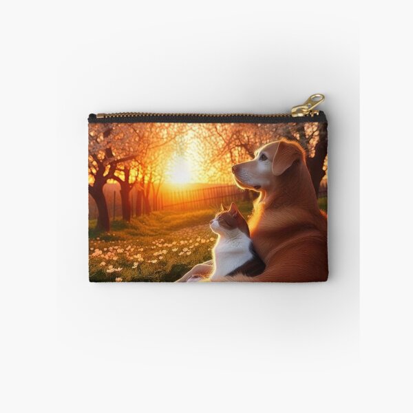 Item preview, Peaceful Animal Companionship at Sunset – Dog and Cat designed and sold by AmetistLight.