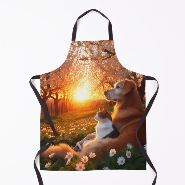 Item preview, Peaceful Animal Companionship at Sunset – Dog and Cat designed and sold by AmetistLight.