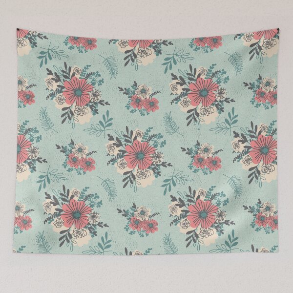 Aperçu de l'œuvre Vintage Floral de Granny ~ Summer Sky Blue créée et vendue par RetroRudolphs.