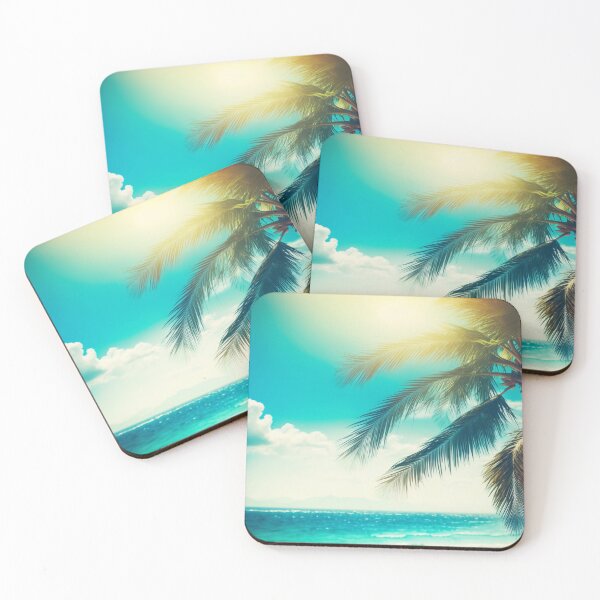 Item preview, Seascape with palm on the bright sunny day designed and sold by MiraCleAI.