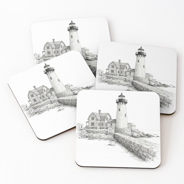 Item preview, Eastern Point Lighthouse Line Art – Gloucester Massachusetts Drawing, New England Coast Illustration, Nautical Architecture Sketch designed and sold by CulturalCurios.