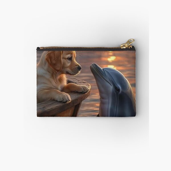 Item preview, Gentle Animal Encounter at Sunset – Puppy and Dolphin designed and sold by AmetistLight.