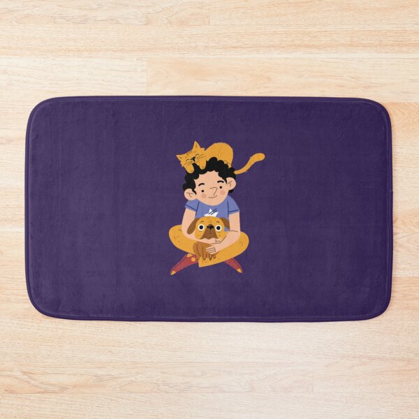 Item preview,  Sweet Smiling Boy Who Loves Animals with a Dog and Cat Playing on His Head designed and sold by nada-art.