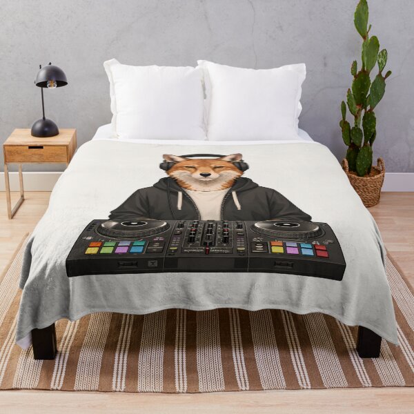 Item preview, Fox with DJ Controller Illustration designed and sold by Ombrya.