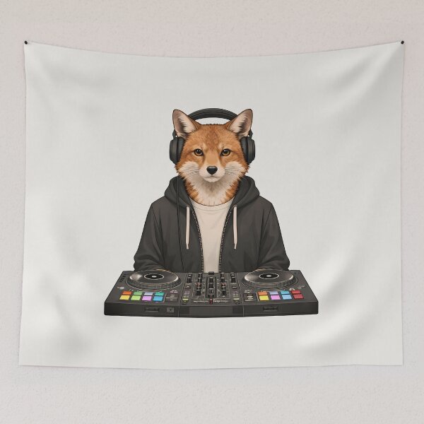 Item preview, Fox with DJ Controller Illustration designed and sold by Ombrya.