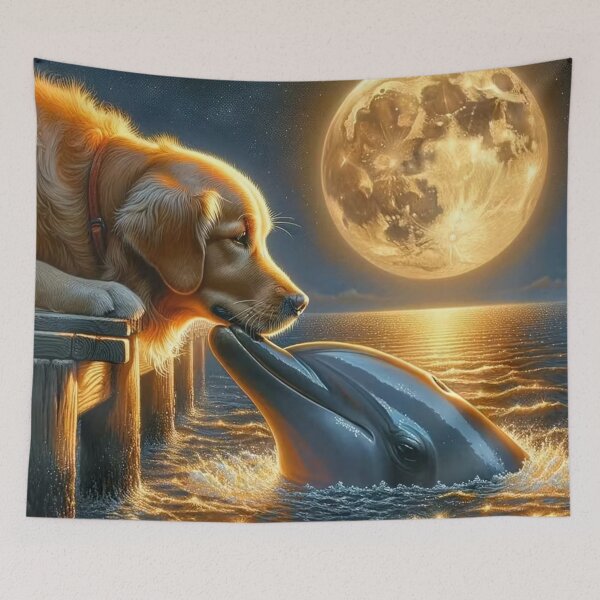 Item preview, Moonlit Animal Encounter – Magical Night Illustration designed and sold by AmetistLight.