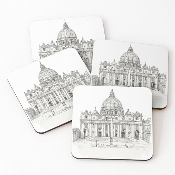 Item preview, St. Peter’s Basilica Line Art – Vatican City Illustration, Rome Architecture Drawing, Renaissance Landmark Sketch designed and sold by CulturalCurios.