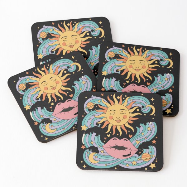 Item preview, Groovy Trippy Sun and Cosmic Lips Illustration designed and sold by LucieLuz.