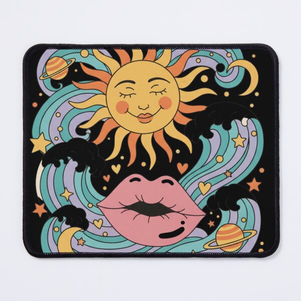 Item preview, Groovy Trippy Sun and Cosmic Lips Illustration designed and sold by LucieLuz.