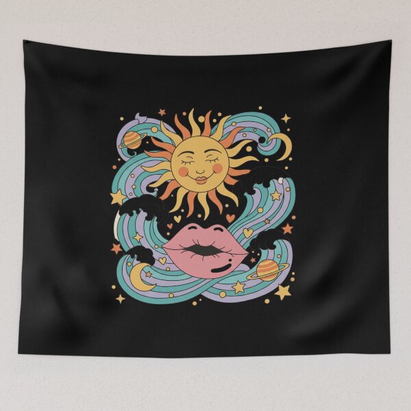 Item preview, Groovy Trippy Sun and Cosmic Lips Illustration designed and sold by LucieLuz.