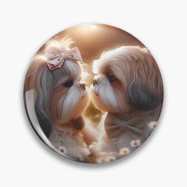 Item preview, Puppy Love in Bloom – Romantic Dog Couple at Sunset designed and sold by AmetistLight.
