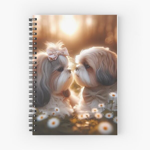 Item preview, Puppy Love in Bloom – Romantic Dog Couple at Sunset designed and sold by AmetistLight.