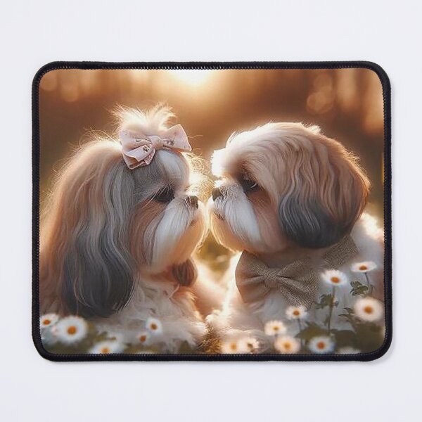 Item preview, Puppy Love in Bloom – Romantic Dog Couple at Sunset designed and sold by AmetistLight.
