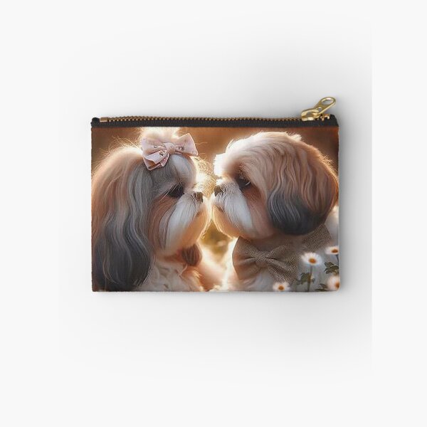 Item preview, Puppy Love in Bloom – Romantic Dog Couple at Sunset designed and sold by AmetistLight.