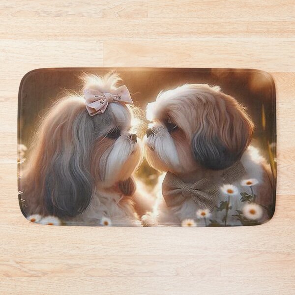 Item preview, Puppy Love in Bloom – Romantic Dog Couple at Sunset designed and sold by AmetistLight.