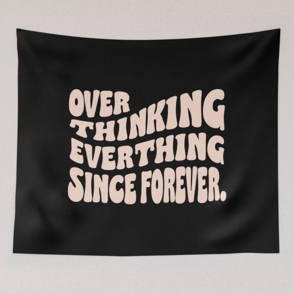 Item preview, Wavy Overthinking Quote Design – Funny Mental Health Typography for Posters, Tees & Digital Art designed and sold by Bright Nest Studio.