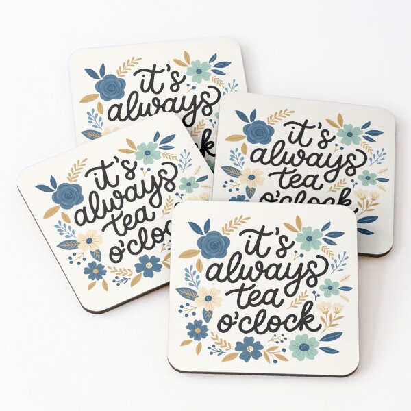 Item preview, It’s Always a Tea O’Clock Floral Quote Illustration | Cozy Tea Lover Art designed and sold by kacien.