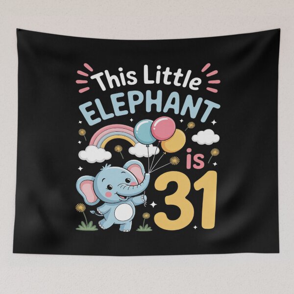 Item preview, Elephant 31st Birthday Jungle Party Clouds Zoo Lover Rainbow designed and sold by Libbysharts.