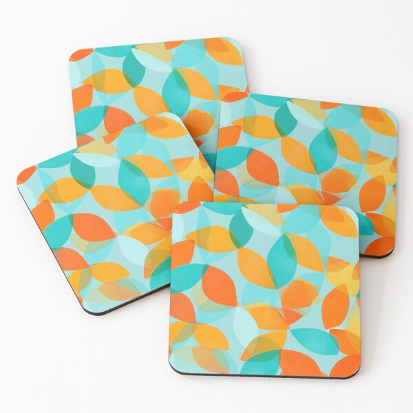 Item preview, Colorful Abstract Leaf Pattern – Teal, Orange & Yellow Overlapping Shapes designed and sold by ikidyounot.