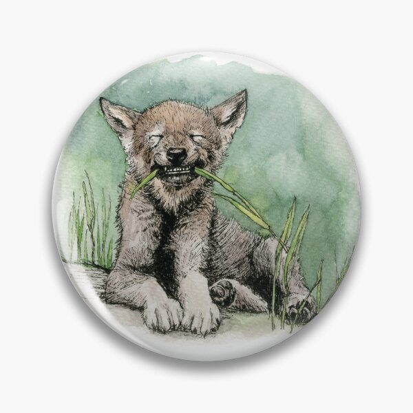 Item preview, Baby Wolf Cub Smiling – Watercolor Illustration of Nordic Wildlife designed and sold by Maria Välja ART.