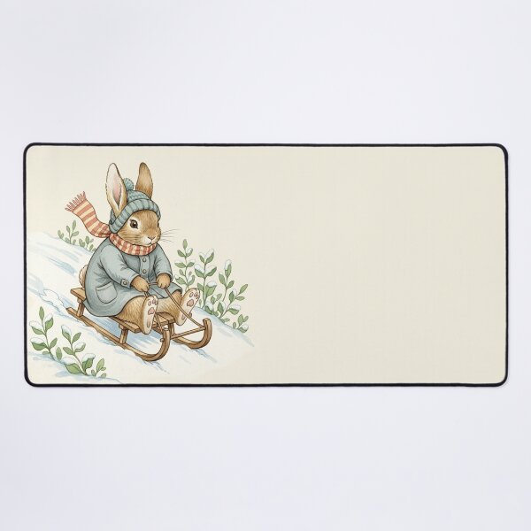 Item preview, Vintage Rabbit on a Wooden Sledge - Winter Wonderland designed and sold by Pasteltone.