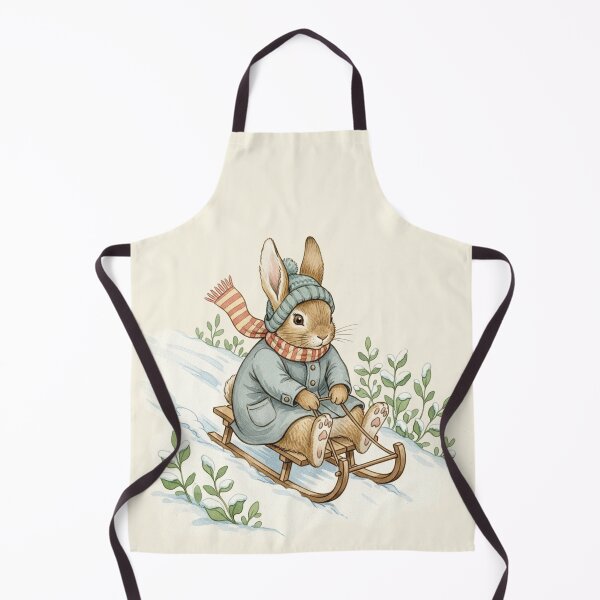 Item preview, Vintage Rabbit on a Wooden Sledge - Winter Wonderland designed and sold by Pasteltone.