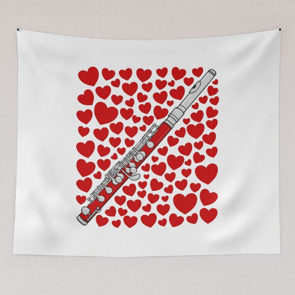 Item preview, Piccolo With Hearts, Valentines Piccoloist Woodwind Musician Wedding designed and sold by doodlerob.