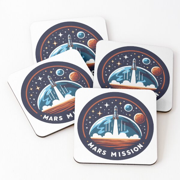 Artikelvorschau, Retro-Weltraumabzeichen-Design für den Raketenstart der Marsmission. entworfen und verkauft von The-T-In-Retro.