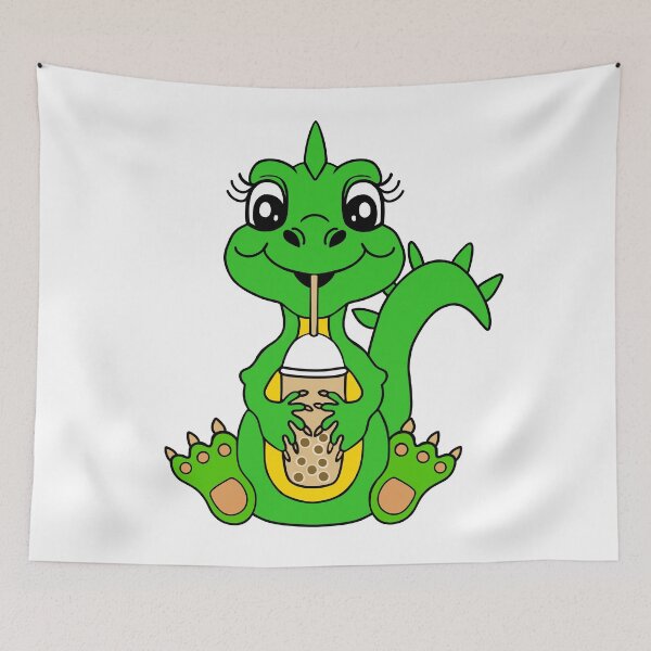 Item preview, Dinosaur Drinking Bubble Tea designed and sold by Sartoris Art.