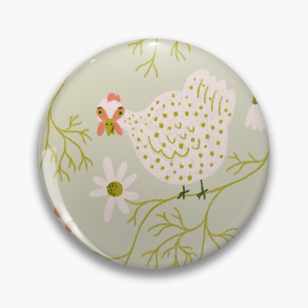 Item preview, Whimsical Folk Hens and Chamomile Pattern designed and sold by Ema Tudose.