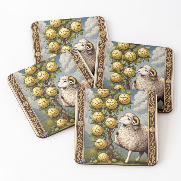 Item preview, Sheepism – Seven of Pentacles Tarot Card designed and sold by Thpoar.