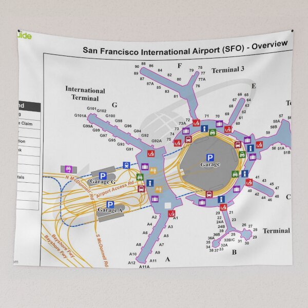 Item preview, San Francisco International Airport Terminal Map SFO designed and sold by KALEIDOSCOPE UK.