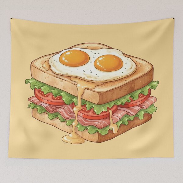 Item preview, Gourmet Breakfast Sandwich - Fried Egg & Crispy Bacon Toast designed and sold by cozy corner co. .