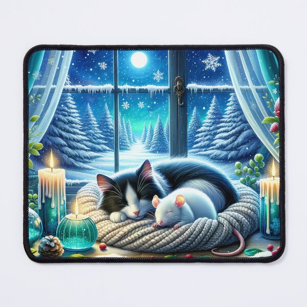 Item preview, Cat and Mouse Sleeping on the Windowsill designed and sold by M-Y-A-R-T-.
