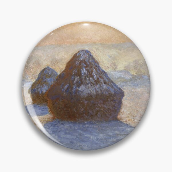 Item preview, Haystacks Snow Effect by Claude Monet: Winter Sunrise Impressionist Poster designed and sold by artofuniverse.