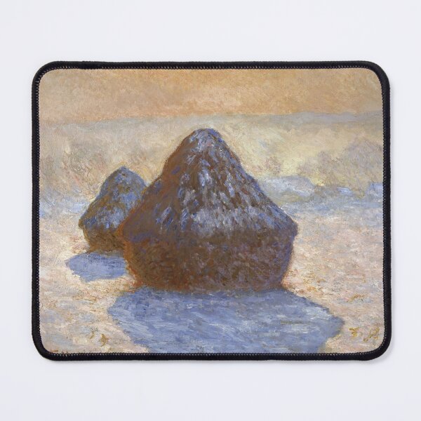 Item preview, Haystacks Snow Effect by Claude Monet: Winter Sunrise Impressionist Poster designed and sold by artofuniverse.