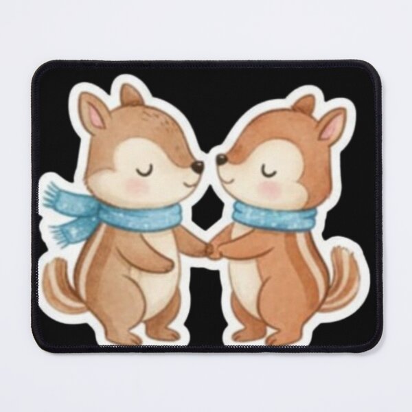 Item preview, The Winter Snuggle: Woodland Chipmunks with Blue Scarves designed and sold by ZyVoAli.