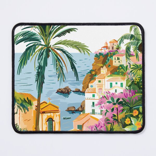 Item preview, Vibrant Positano Amalfi Coast Illustration - Colorful Italian Seaside Village Art Print designed and sold by DesignArtist.ia.