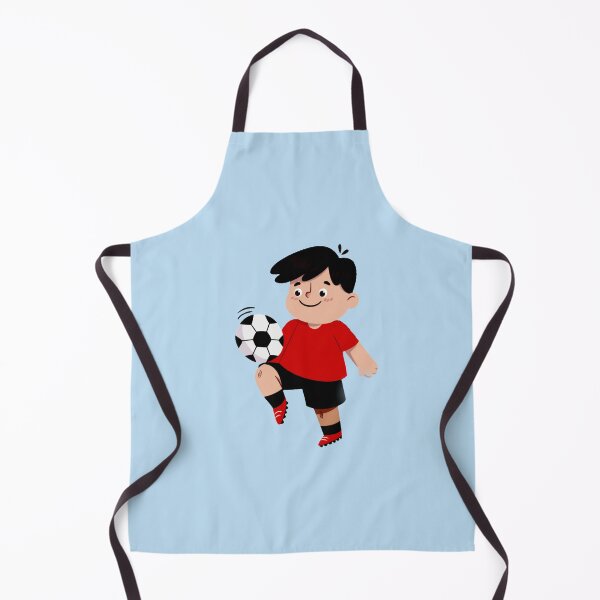 Item preview, Cute Cartoon Child Playing Football in a Red Shirt and Black Shorts designed and sold by nada-art.