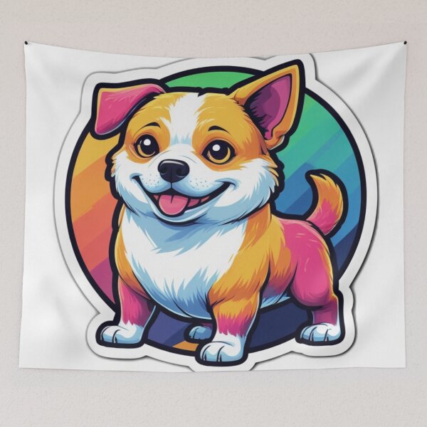 Artikelvorschau, Kawaii Regenbogen Corgi Hund entworfen und verkauft von MiniPrintMagic.