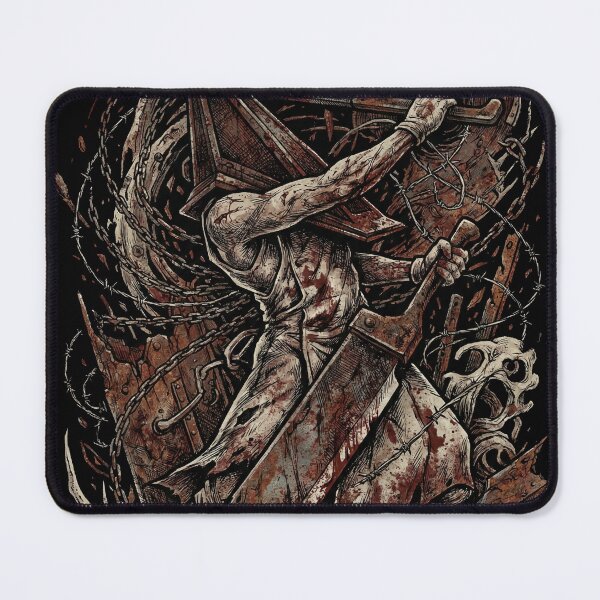 Item preview, Pyramid Head Silent Hill 2 Remake Horror Monster Great Knife Red Pyramid Thing Executioner Blue Creek Apartments Lake Toluca Prison Boss Fight Symbolic Fan Art Collage designed and sold by Senpaiwaves.